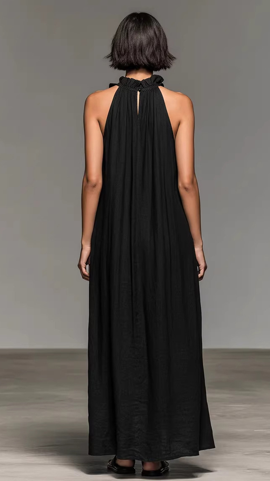 Women's Halter-Neck Ruffled Sleeveless Maxi Dress