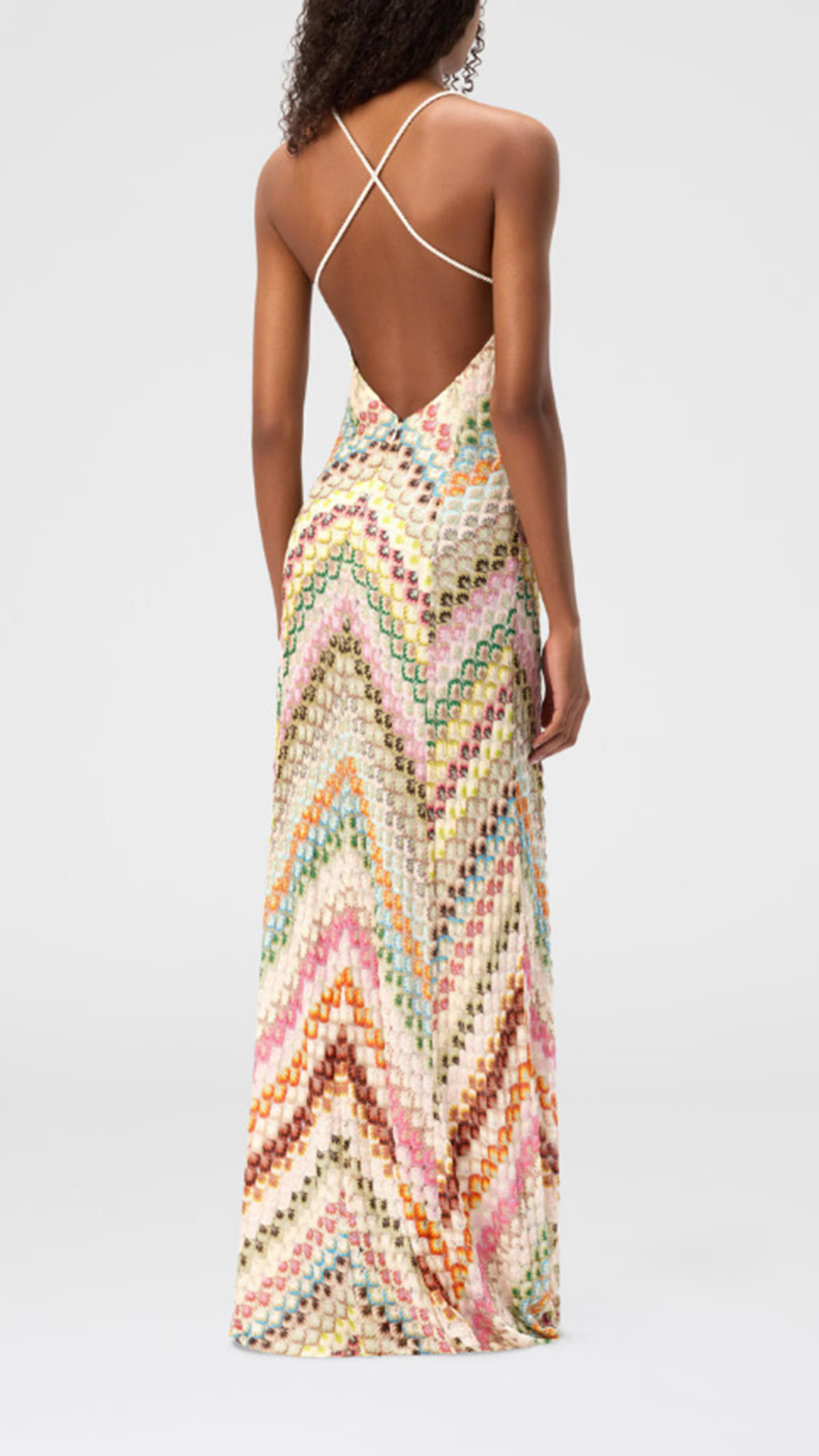 Women's Colorful Crochet V‑Neck Spaghetti Strap Slit Maxi Dress