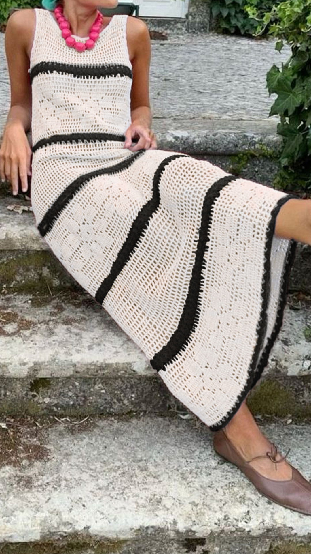 Women's Pink Color-Block Knit Sleeveless Dress