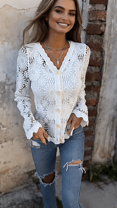Women's Blouse Lace Tops Plain Active Casual Long Sleeve V Neck Regular Tops Daily Holiday Going out Lace Patchwork Buttons Black White Apricot Spring Fall