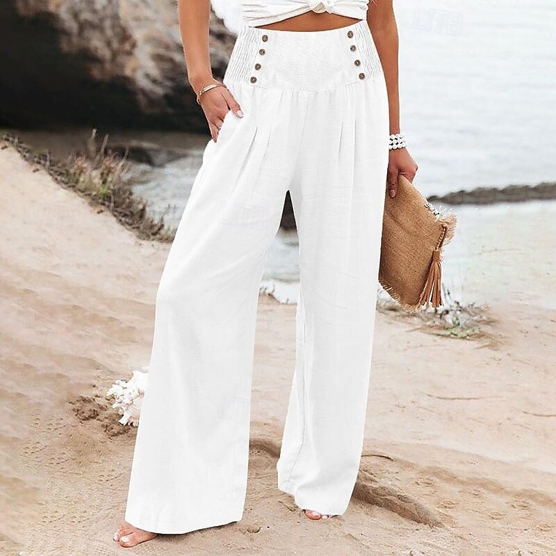 Women's Wide Leg Dress Pants Chinos Vacation Streetwear Casual Full Length Medium Waist Plain