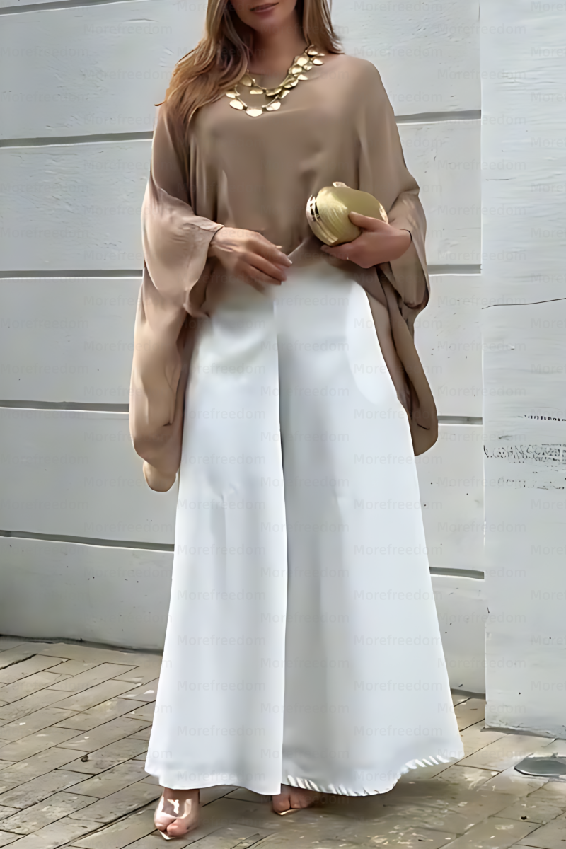 ⏰ LAST DAY SAVE 50%🔥Women's comfortable and casual batwing sleeve top and straight-leg pants two-piece set