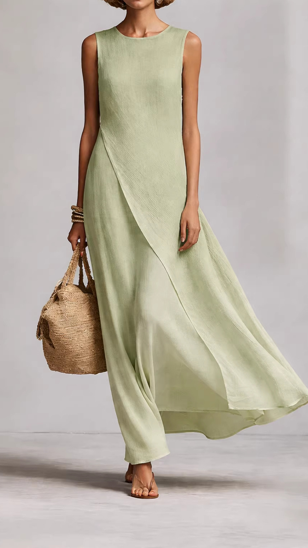 Spot 2026 New Spring And Summer Cross-Border Women'S Dress Sleeveless Asymmetric Hem Cotton And Linen Blended Dress