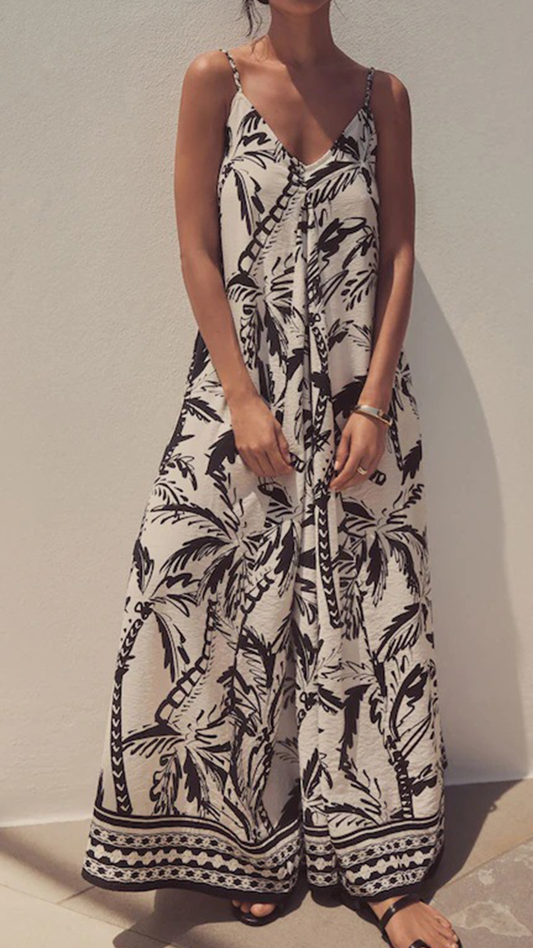 Women's Sicilian Print Cami Cotton-Blend Loose Maxi Dress