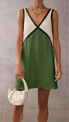 Women's Color-Block V-Neck Sleeveless Dress