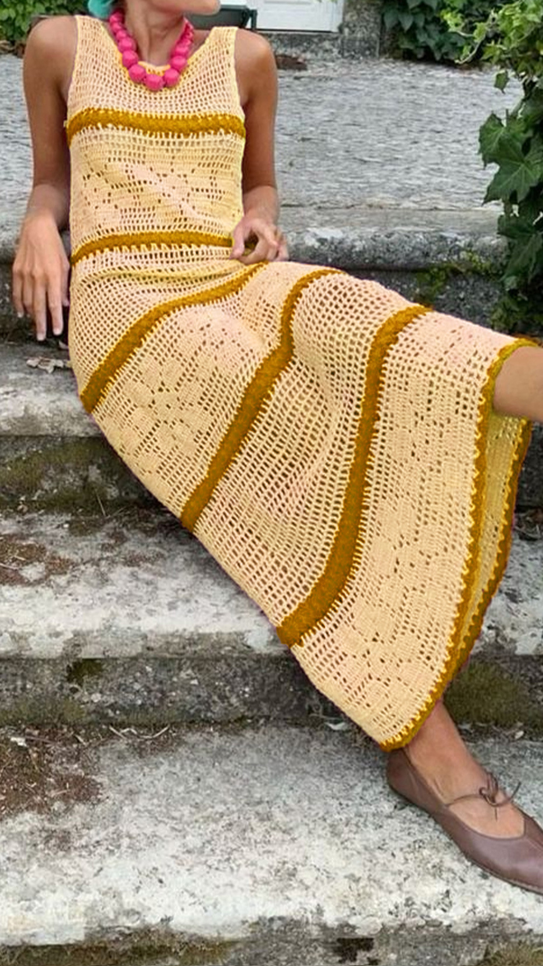 Women's Pink Color-Block Knit Sleeveless Dress
