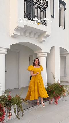 Women's Yellow Puff Sleeve Tiered High Low Maxi Dress（Pre-order payment）