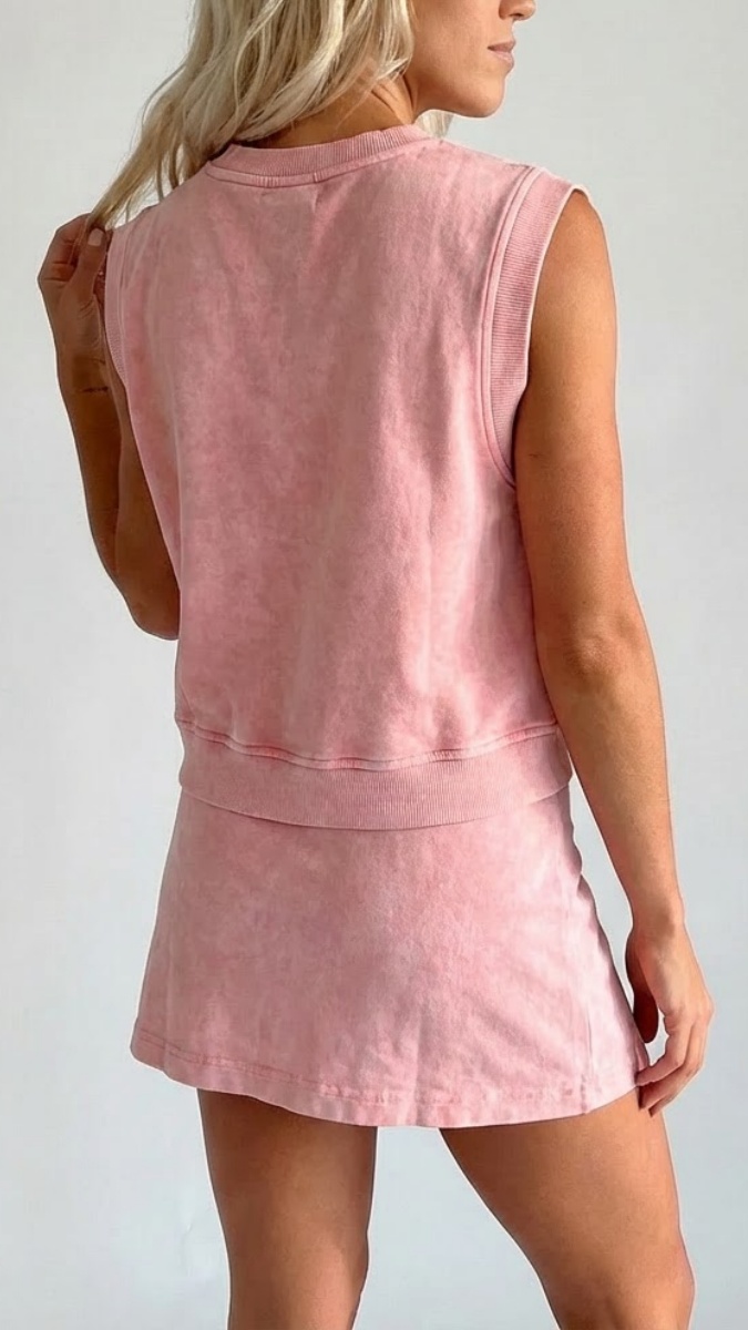 Women's Distressed-Look Pure Cotton T-Shirt & Shorts Two-Piece Set