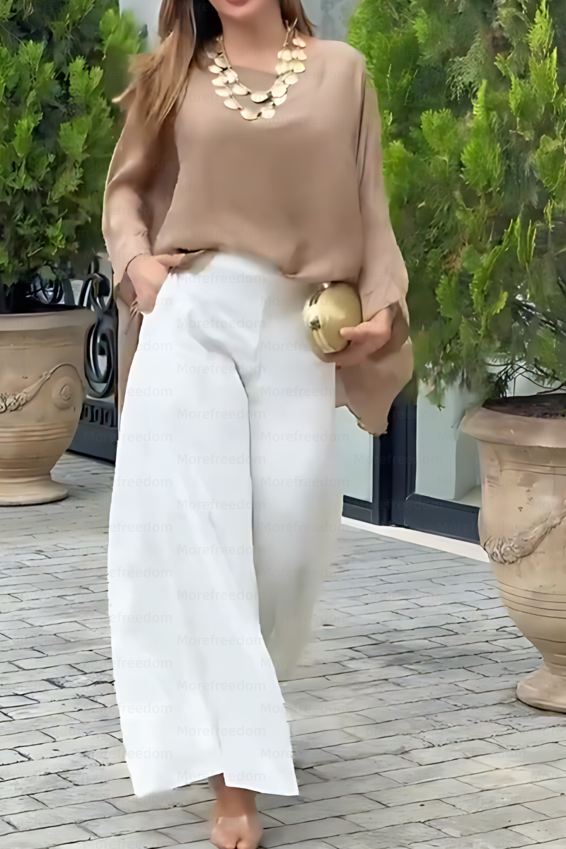 ⏰ LAST DAY SAVE 50%🔥Women's comfortable and casual batwing sleeve top and straight-leg pants two-piece set