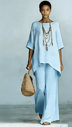 Women's Elegant & Simple Loose-Fit Solid-Color Top and Wide-Leg Pants Set