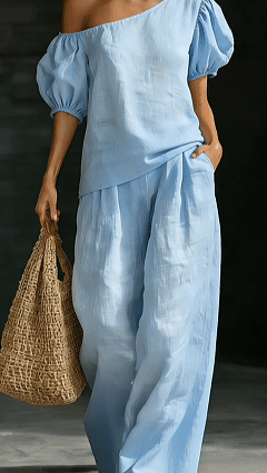 Women's Casual, Comfortable, and Minimalist Linen Two-Piece Set