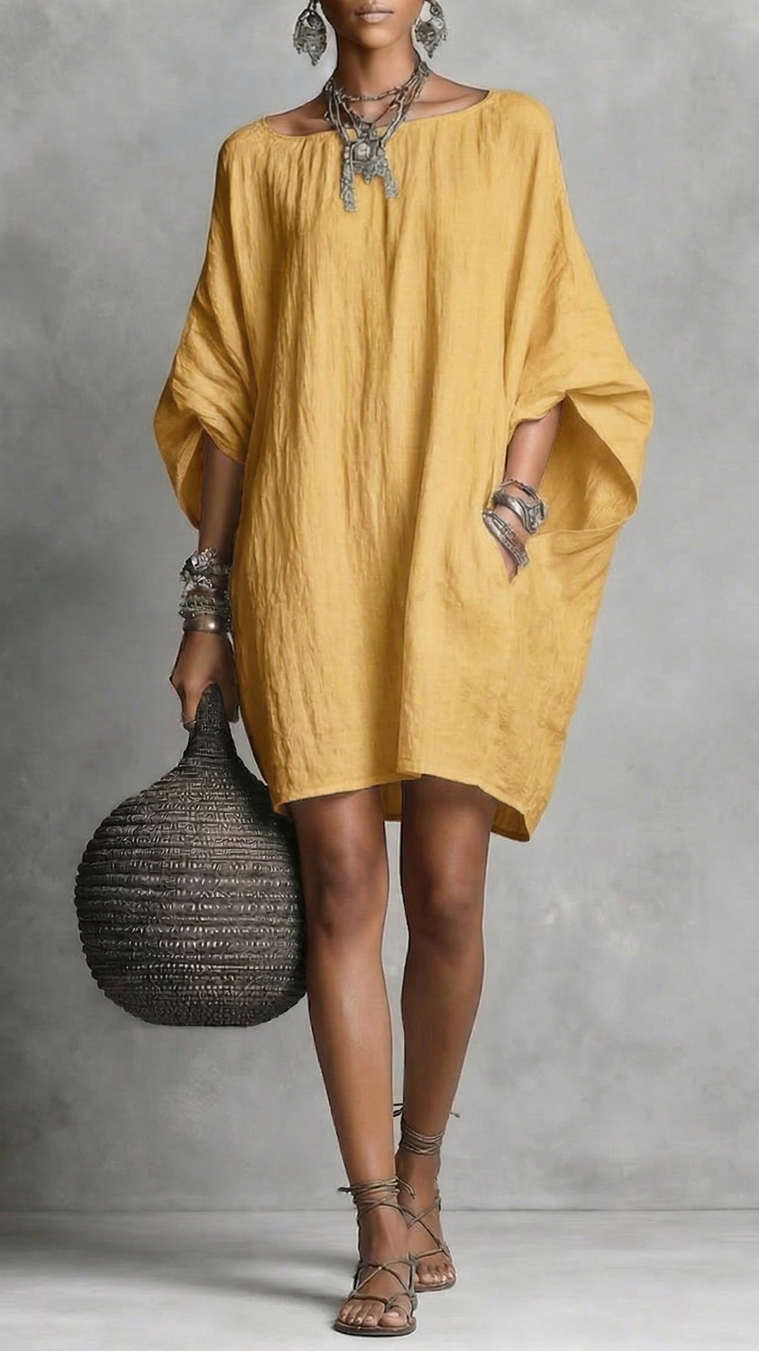 Casual cotton and linen dress