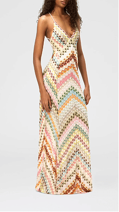 Women's Colorful Crochet V‑Neck Spaghetti Strap Slit Maxi Dress