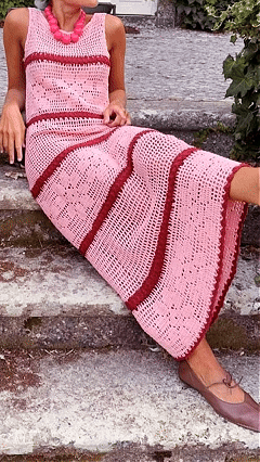Women's Pink Color-Block Knit Sleeveless Dress