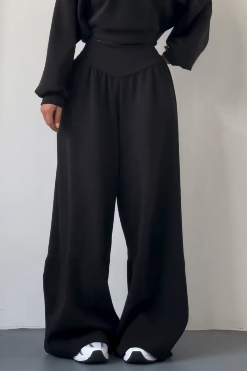 Women's New Casual Two-Piece Set: V-neck hooded long-sleeved top and high-waisted trousers (Pre-order item)