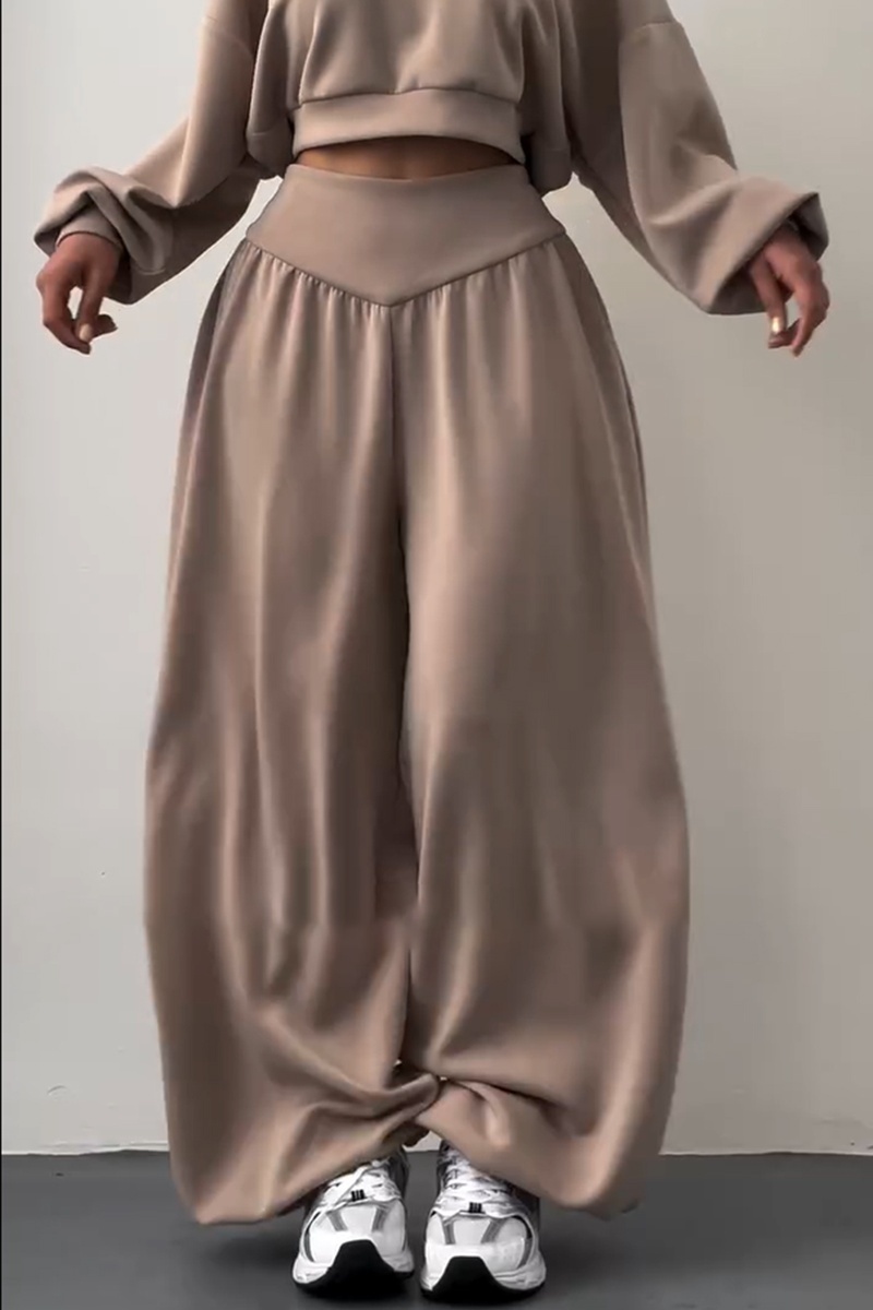 Women's New Casual Two-Piece Set: V-neck hooded long-sleeved top and high-waisted trousers (Pre-order item)