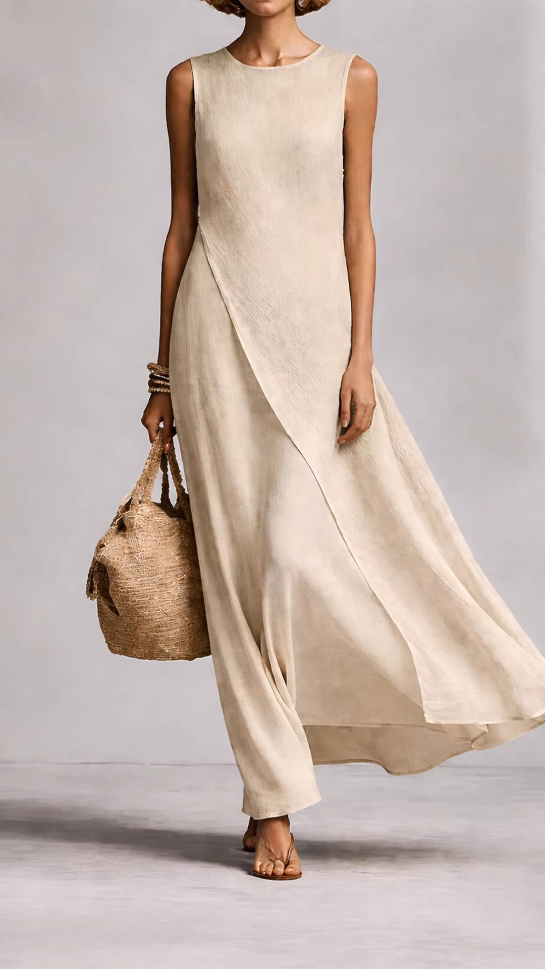 Spot 2026 New Spring And Summer Cross-Border Women'S Dress Sleeveless Asymmetric Hem Cotton And Linen Blended Dress