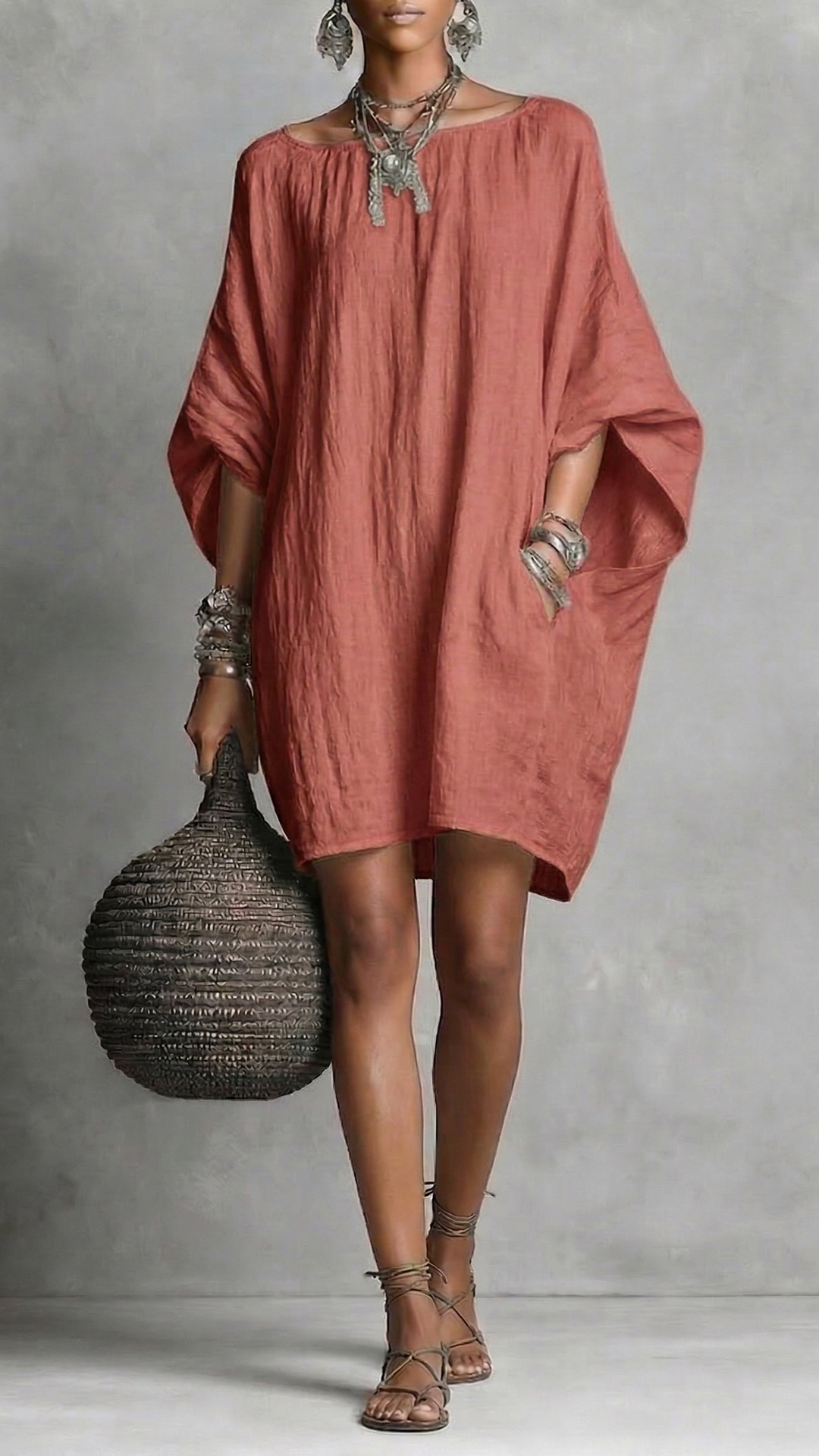 Casual cotton and linen dress