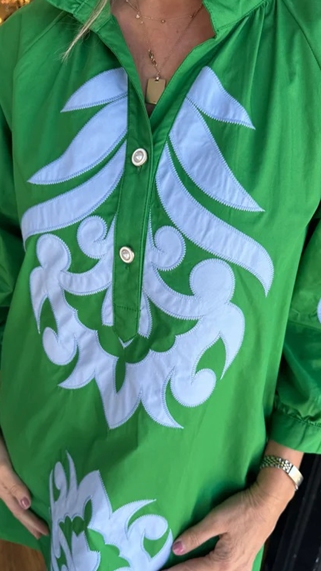 Women's Stand Collar 3/4 Sleeve Printed Loose Shirt Mini Dress