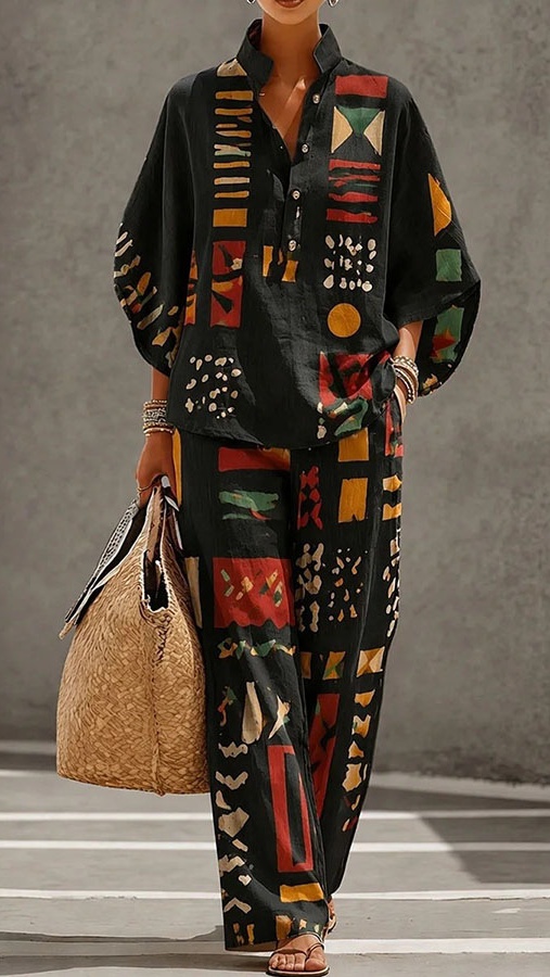 Women's Casual Art Print Suit