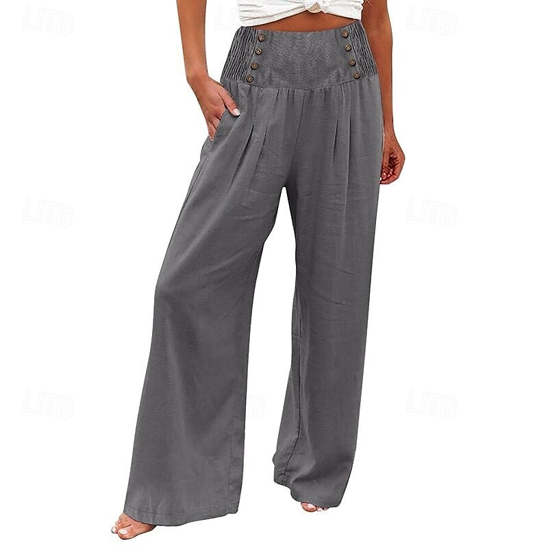Women's Wide Leg Dress Pants Chinos Vacation Streetwear Casual Full Length Medium Waist Plain