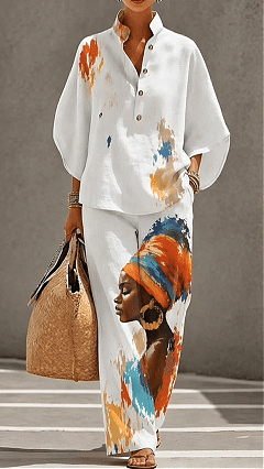 Women's Casual Art Print Suit