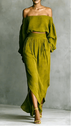 Women's casual off-shoulder top and asymmetrical skirt two-piece set