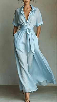Women's vacation style elegant retro casual solid color waist-cinching slimming dress