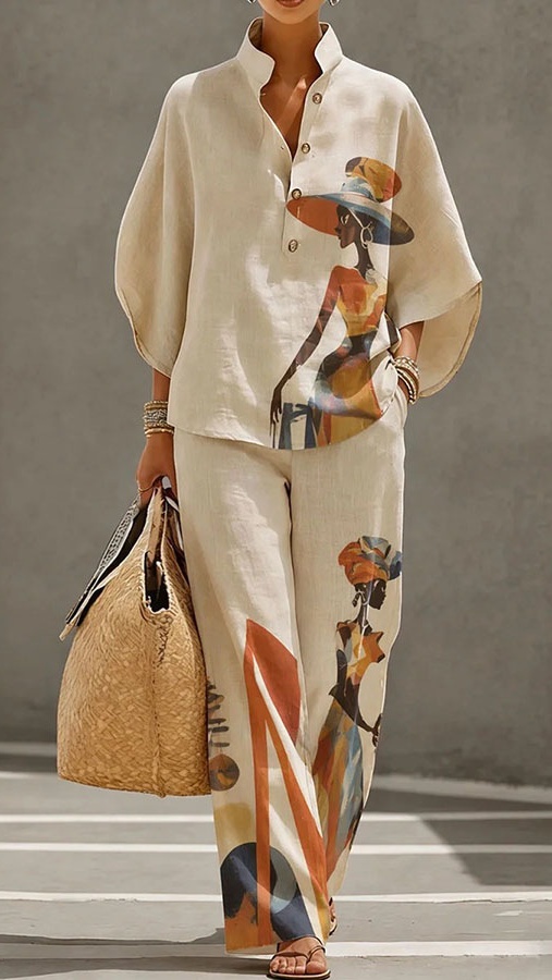 Women's Casual Art Print Suit