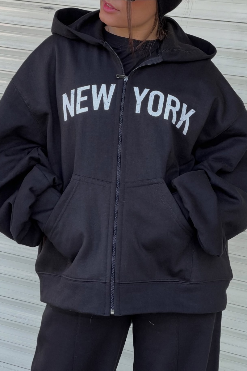 Women's fashionable letter print cardigan hoodie jacket