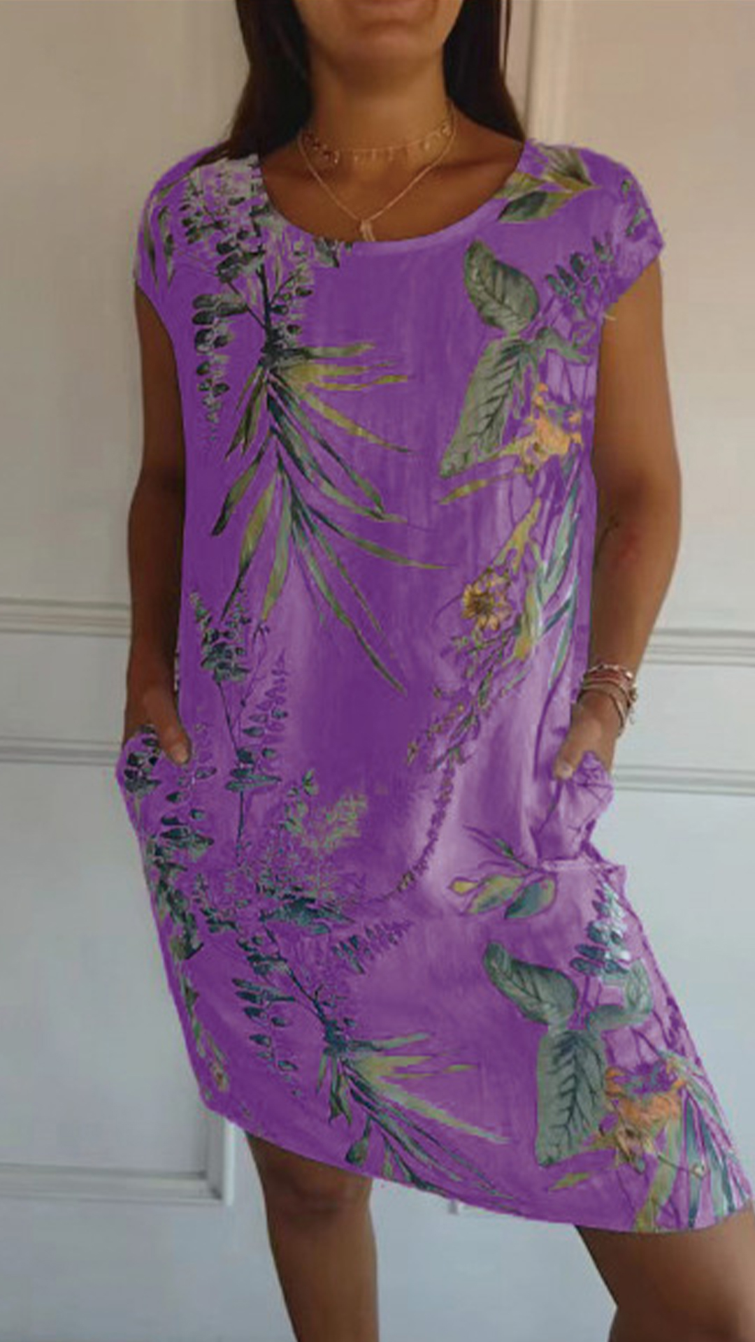 [Copy]Women's Blue and White Porcelain Print V-Neck Loose Ruffled Midi Dress