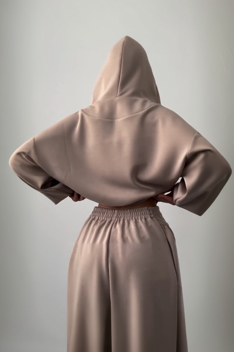 Women's New Casual Two-Piece Set: V-neck hooded long-sleeved top and high-waisted trousers (Pre-order item)