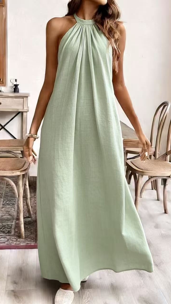 Women's Solid-Color Loose-Fit Stylish Halter Dress