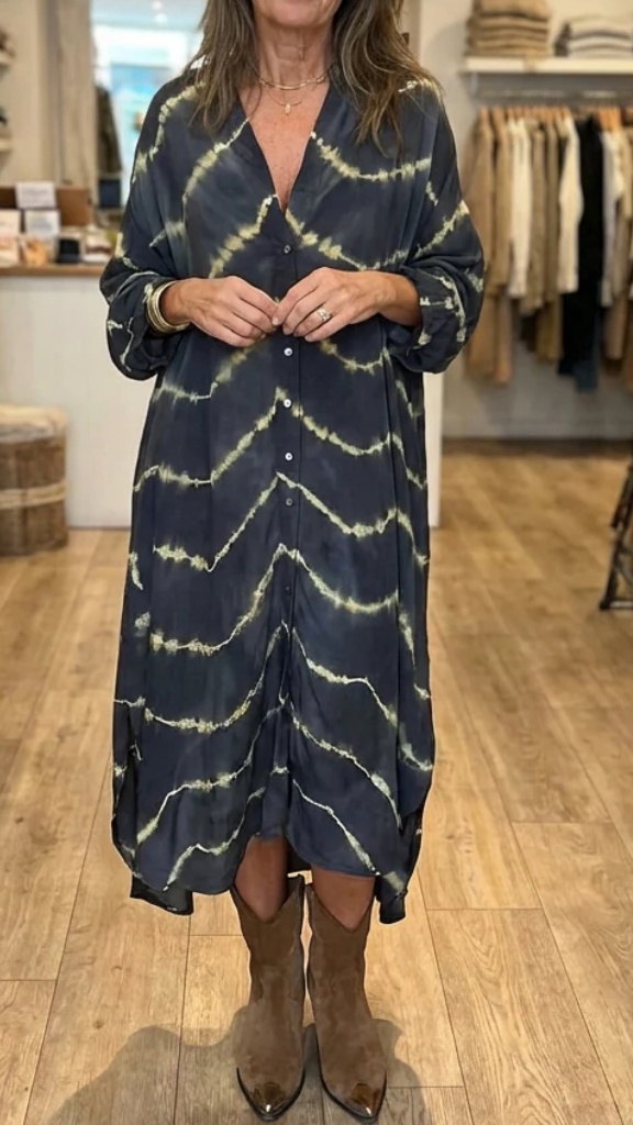 Women's Elegant Bohemian-Style Striped Maxi Dress