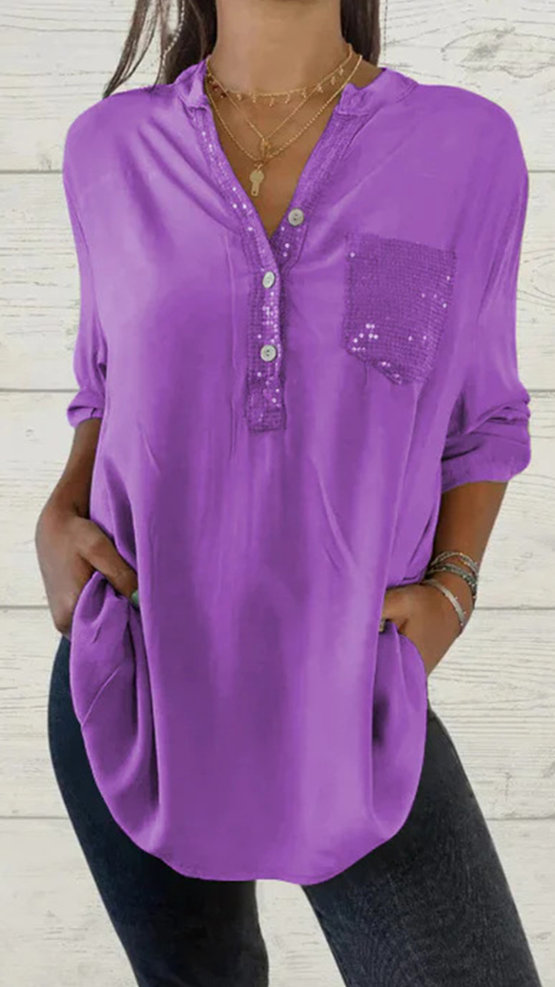 2024 Amazon Aliexpress Wish European And American Spring And Summer Solid Color V-Neck Pocket Women'S Tops Shirts Multi-Color Multi-Code