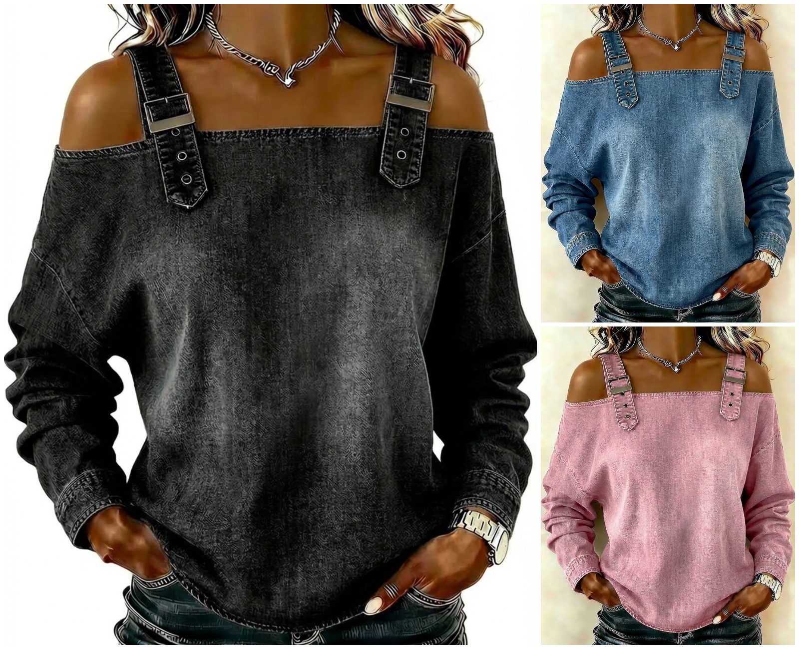 Women's sleeveless denim shirt