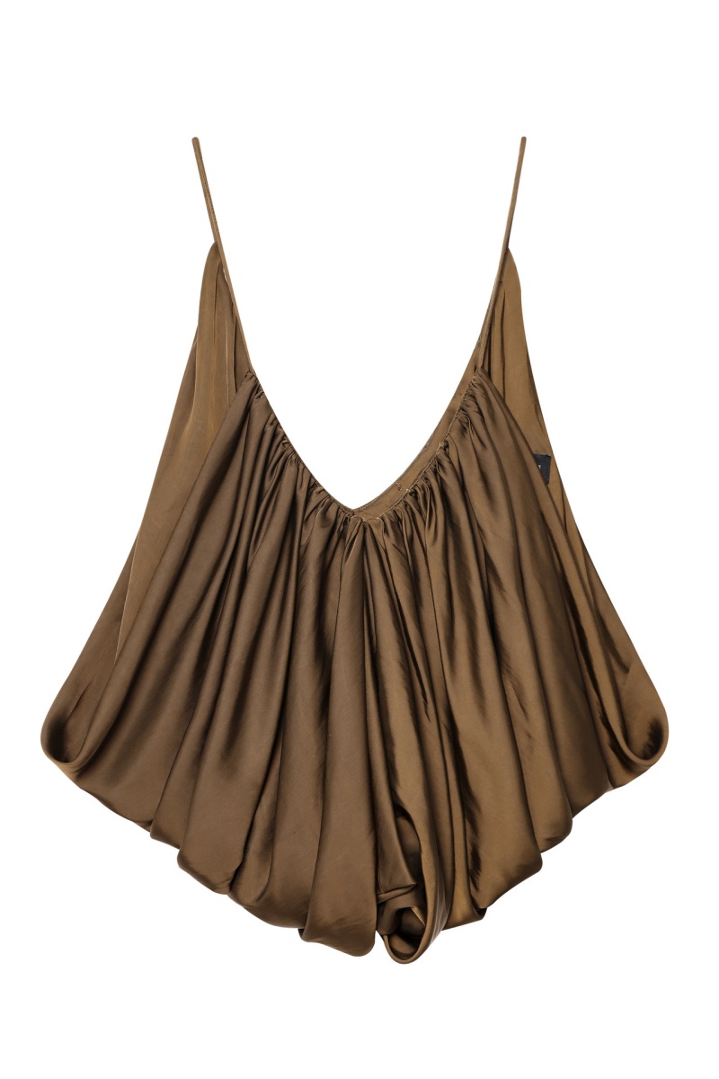 Women's Sexy & Elegant Pleated Camisole Top with Silky Satin Texture