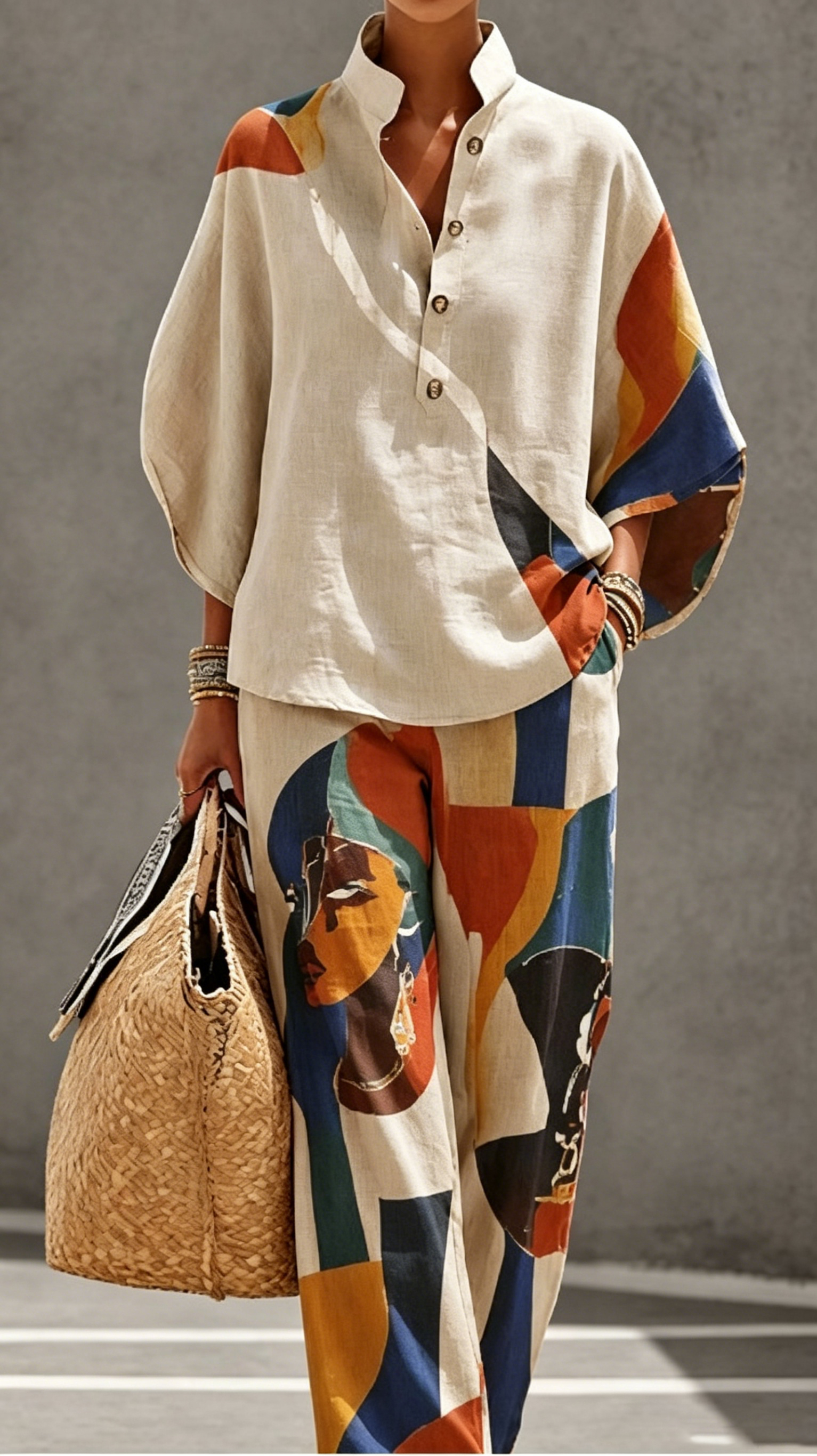 Women's Casual Art Print Suit