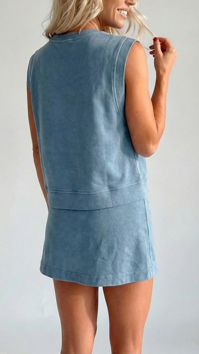 Women's Distressed-Look Pure Cotton T-Shirt & Shorts Two-Piece Set