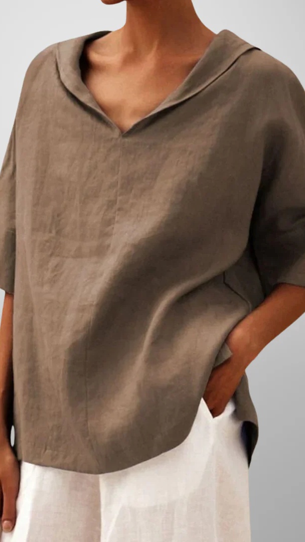 Women's Solid-Color Loose-Fit Cotton Shirt