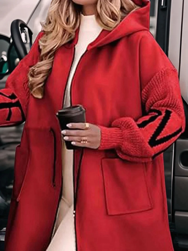 Women's wool knitted jacket with sleeves