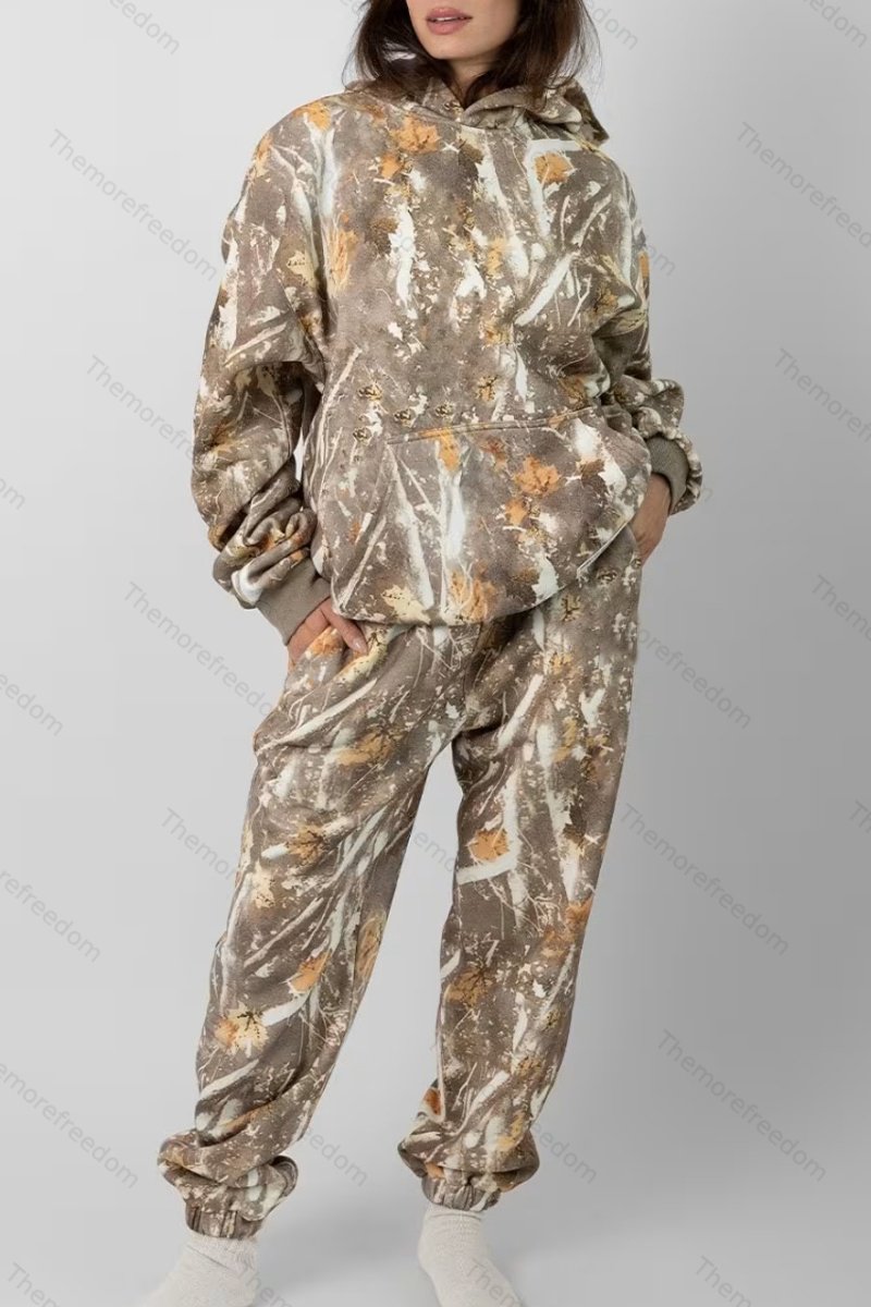 Couple's matching casual printed sweatshirt set