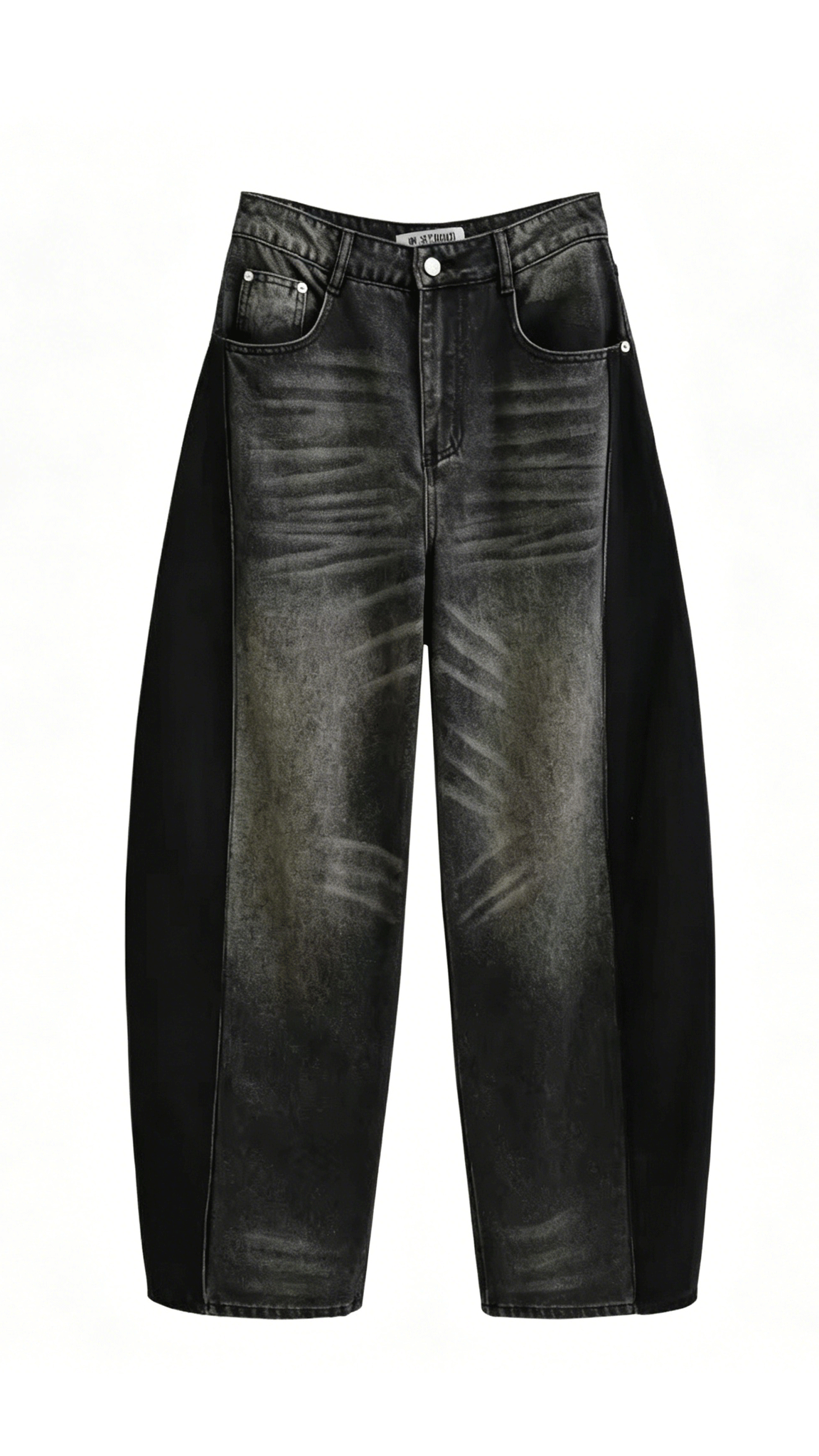 Statement Contrast Panel Jeans – Relaxed Fit Wide Straight Denim Pants Women Street Style