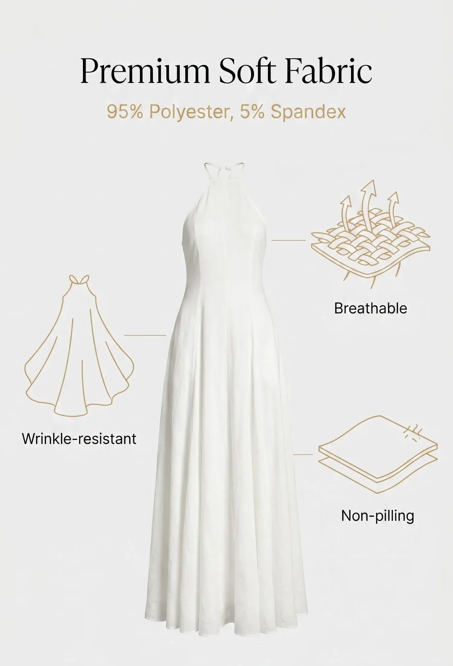 "linen-blend fabric texture of sleeveless loose waist maxi dress - breathable and skin-friendly"