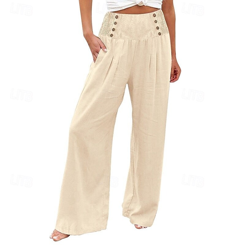 Women's Wide Leg Dress Pants Chinos Vacation Streetwear Casual Full Length Medium Waist Plain
