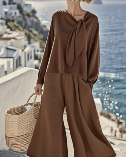 Women's Active Streetwear Pants Sets Bolero Top Long Sleeve V Neck Plain Outdoor Vacation Daily Brown Beige Light Blue Spring Regular Fit