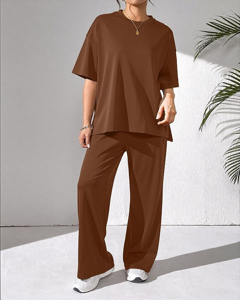 Women's Fashion Streetwear Pants Sets Bolero Top Short Sleeve Crew Nec