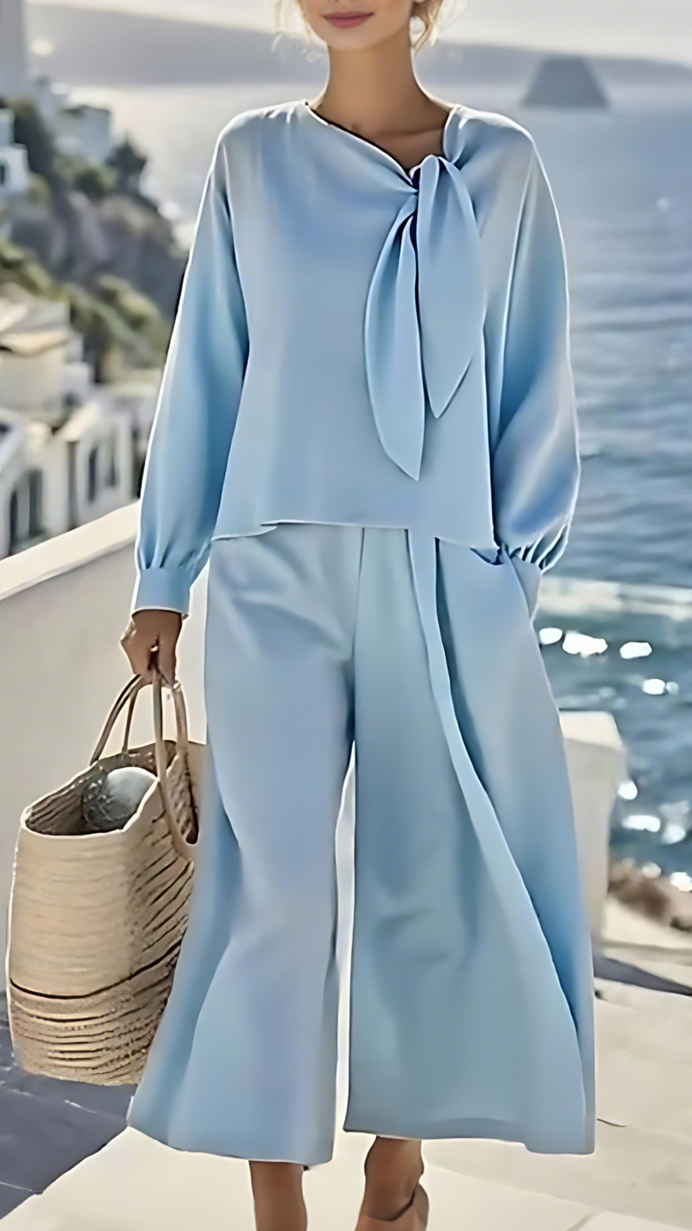 Women's Active Streetwear Pants Sets Bolero Top Long Sleeve V Neck Plain Outdoor Vacation Daily Brown Beige Light Blue Spring Regular Fit