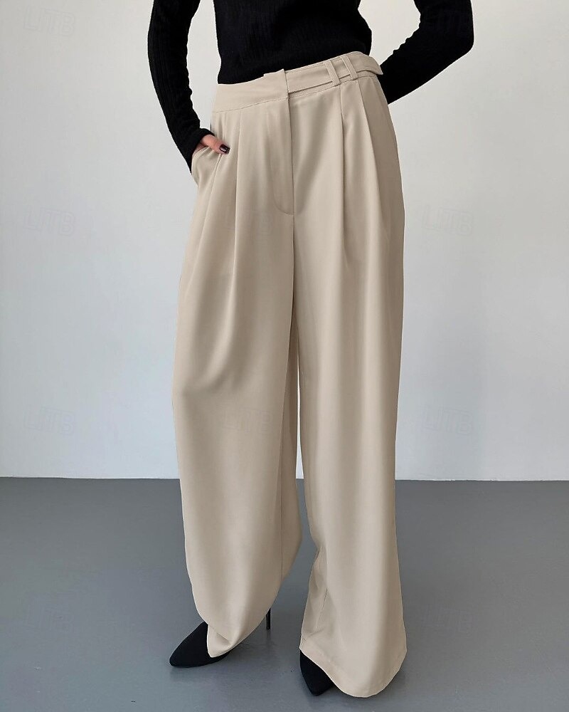 Women's Wide Leg Dress Pants Chinos Vacation Streetwear Casual Full Length Medium Waist Plain
