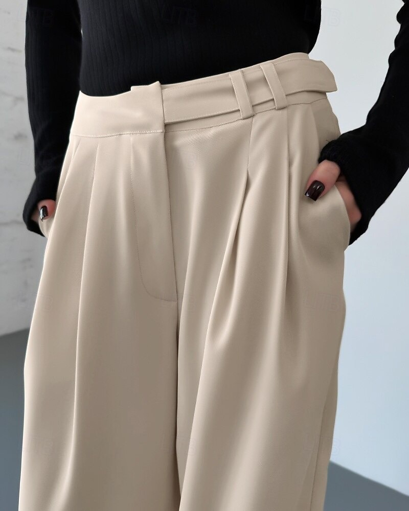 Women's Wide Leg Dress Pants Chinos Vacation Streetwear Casual Full Length Medium Waist Plain